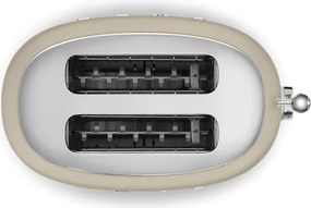 Prajitor de paine SMEG 50's Style TSF01MLMEU, 950 W, 2 felii, 6 trepte, Tava pentru firimituri, Cablu integrat, Otel inoxidabil, Bej