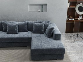 Colțar extensibil dumonde cu ladă de depozitare si sezut confortabil din spuma high-density, Gloria Euphoria Grafit II 320x183 cm