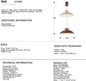Lustra/ Pendul LED design modern Ion bronz 48cm