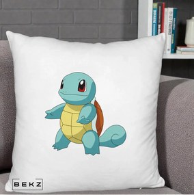 Perna Personalizata Squirtle Pokemon, 40x40 cm, Alb Pufos, Husa Detasabila, Perna Inclusa, BEKZ®
