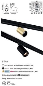 Spot / Proiector directionabil pe sina STAN auriu satinat 43757