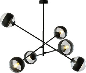 Emibig Linear lampă de tavan 6x40 W negru-transparent 1168/6