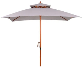 Outsunny Umbrelă de Grădină cu Sistem cu Coardă și Parasolar cu 2 Niveluri, 300x300x297 cm, Gri | Aosom Romania