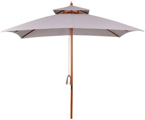 Outsunny Umbrelă de Grădină cu Sistem cu Coardă și Parasolar cu 2 Niveluri, 300x300x297 cm, Gri | Aosom Romania