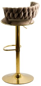 Scaun de bar bej ABS 118 din catifea cu bază metalică aurie