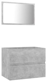 Set mobilier de baie, 2 piese, gri beton, pal