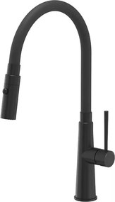 Baterie bucatarie cu pipa flexibila Quadron Pop Gina negru carbon