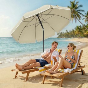 Outsunny Umbrelă de plajă Ø150 cm rezistentă la apă pliabilă umbrelă de plajă cu ancoră de nisip înclinare reglabilă geantă de transport bej | Aosom Romania