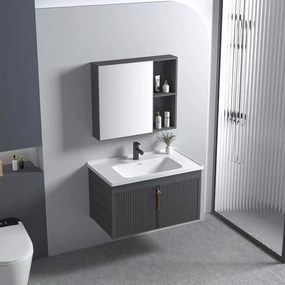 Set mobilier de baie cu lavoar Astor 60 cm Gri
