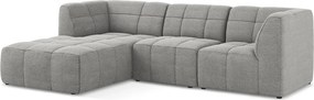 Colțar gri cu tapițerie din țesătură bouclé (cu colț pe partea stângă/cu șezlong) Aloha – Makamii