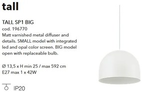 Lustra suspendata design modern TALL SP1 BIG, alb diam.13,5cm 196770
