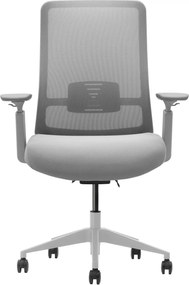Scaun ergonomic, suport lombar integrat, brațe reglabile, tetieră opțională - Fără tetieră - Gri