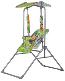 Leagan copii si bebelusi pentru interior si exterior Novokids™ Jungle Garden Swing, Cadru metalic, 0+ ani, Sezut reglabil in 3 trepte, Pozitie somn,