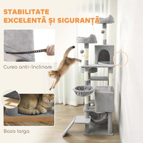 PawHut Arbore pentru Pisici cu Stinghie și Căsuță 48x48x192 cm Bej și Galben | Aosom Romania