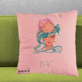 Perna Personalizata Zodie Rac, 40x40 cm, Roz, Husa Detasabila, Perna Inclusa, BEKZ®