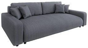 Canapea gri închis extensibilă, cu spațiu de depozitare, cu tapițerie din catifea reiată 234 cm Sara – Ropez