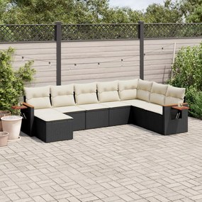 3227085 vidaXL Set mobilier de grădină cu perne, 8 piese, negru, poliratan