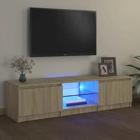 vidaXL Comodă TV cu lumini LED, stejar sonoma, 140x40x36 cm