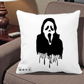 Perna Personalizata Halloween Ghostface Scream Picurand, 40x40 cm, Alba Mata, Husa Detasabila, Perna Inclusa, BEKZ®