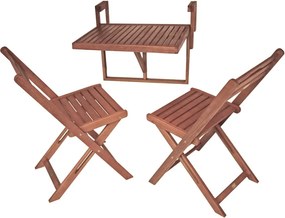 Set 2 scaune și măsuță de agățat pentru balcon din lemn de eucalipt Balcony Berkeley - Garden Pleasure