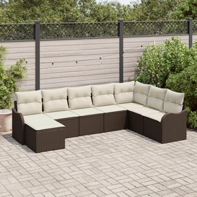 vidaXL Set de canapele pentru grădină cu pernă 8 pcs Maro Rattan poli