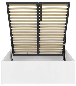 Pat de o persoană 120 cm Tetrix 6 (alb lucios) (cu somieră) (cu sp. depozitare). 1098485