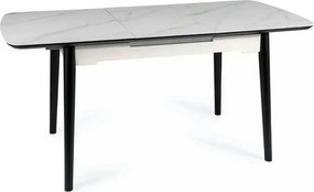 Masa extensibila APOLLO, alb cu efect de marmura/negru, 120/160x80x76