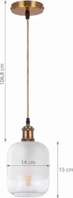 BRILAGI - LED pendul pe cablu RETRO GLASS 1xE27/60W/230V Ø 14 cm auriu/alb