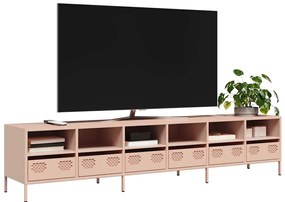 vidaXL Dulap TV, roz, 202x39x43,5 cm, oțel laminat la rece