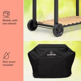 Aberdeen Double Charcoal Grill Smoker Thermometer 2 Side Tables Mobile