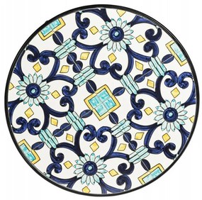Set masa si scaune pliabile pentru gradina 3 piese multicolor din metal si ceramica, Positano Bizzotto
