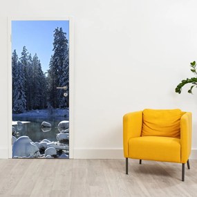 Fototapet pentru ușă - Pădurea înzăpezită (95x205cm)