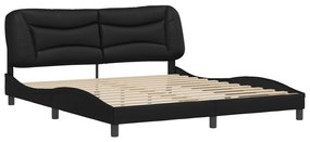3208262 vidaXL Cadru de pat cu tăblie, negru, 180x200 cm, piele ecologică