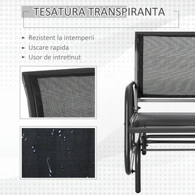 Scaun Balansoar 2 în 1 Outsunny din Metal, Design Modern, 75x66x85 cm, Negru | Aosom Romania