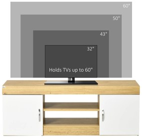 Dulap TV din PAL pentru TV max 60" cu 2 Dulapioare cu Usi si 2 Rafturi Deschise, 130x39.6x48cm, culoare Lemn HOMCOM | Aosom RO