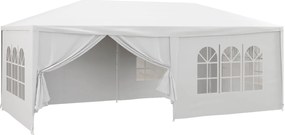 Outsunny Cort pentru Petreceri 6x3m cu Pereti Laterali Detasabili, Foisor de Gradina cu Usi si Ferestre, Alb