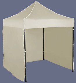Pavilion de grădină 2x2m – din oțel, 3 pereţi laterali, Bejă
