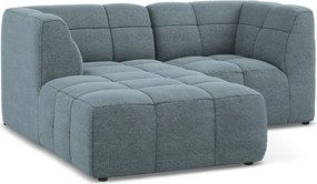 Colțar albastru cu tapițerie din țesătură bouclé (cu colț pe partea stângă/cu șezlong) Aloha – Makamii