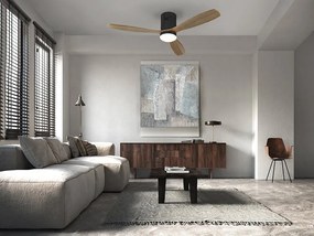 Lustra LED cu Ventilator si telecomanda Siroco D-132cm negru/nuc