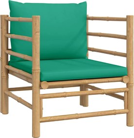 vidaXL Canapea de grădină cu perne verzi, bambus