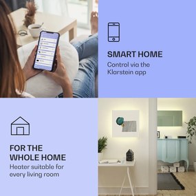 Klarstein Mojave1000 smart, încălzitor inteligent, 2 în 1, Convector cu infraroșu, 120x60cm, 1000W, iluminat RGB