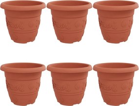 vidaXL Ghiveci rotund pentru flori 6 pcs Roșu cărămidă Ø 26 x 21.5 cm