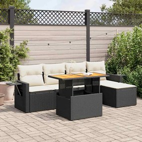 3327136 vidaXL Set mobilier de grădină cu perne, 6 piese, negru, poliratan