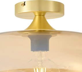 Plafonieră Art Deco din alamă cu sticlă chihlimbar 40cm - Busa