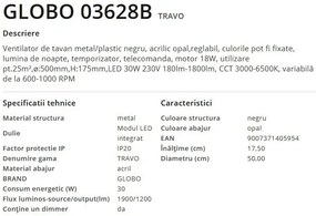 Lustra LED cu ventilator si telecomanda design modern Travo negru