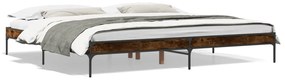 844998 vidaXL Cadru de pat, stejar fumuriu 200x200 cm lemn prelucrat și metal