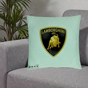 Perna Personalizata cu emblema Lamborghini, 40x40 cm, Verde Menta, Husa Detasabila, Perna Inclusa, BEKZ®