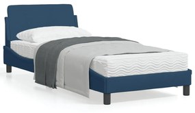 373071 vidaXL Cadru de pat cu tăblie, albastru, 80x200 cm, textil