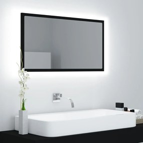 804925 vidaXL Oglindă de baie cu LED, negru, 80x8,5x37 cm, acril
