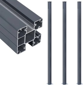 vidaXL Stâlpi de gard, 3 buc., gri închis, 185 cm, aluminiu